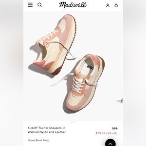 Madewell Kickoff Trainer Sneakers in Washed Nylon & Leather